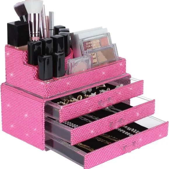 NWT Sparkling Bling Swarovski Crystal Rhinestone Cosmetic Organizer Jewe…